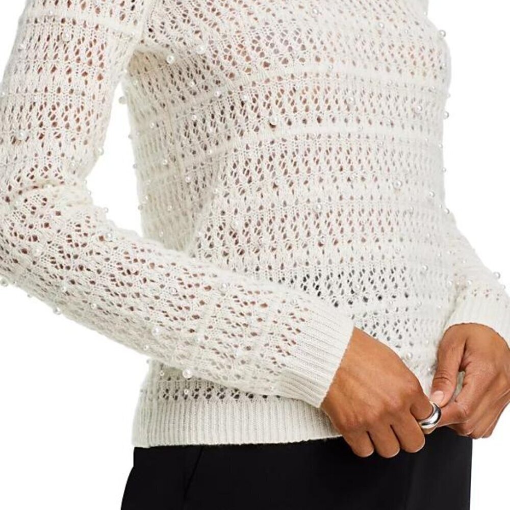 Aqua Cashmere Bead Embellished Sweater Ivory Size XXL NWT - Picture 4 of 6